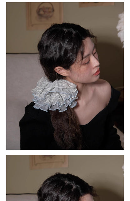 &lt;Dreamland&gt; Sheer Lace Hair Tie Ins Hair Accessories for Women Bun French Retro Hair Rope Hair Ornament Hair Flower