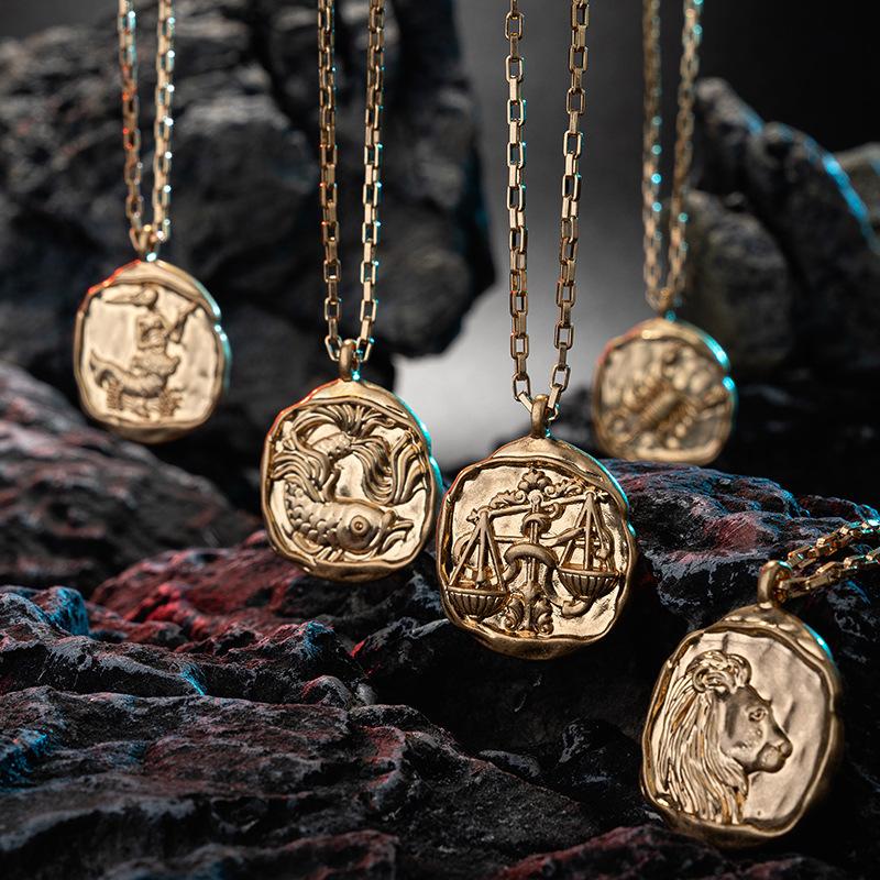 Twelve Constellation Pendant Necklace Furnace Vacuum Electroplating 18k Gold 12 Constellations