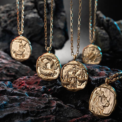 Twelve Constellation Pendant Necklace Furnace Vacuum Electroplating 18k Gold 12 Constellations