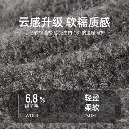 Autumn Winter Fluffy Ear Protection Knitted Hat for Women Large Head Circumference Cold-Proof Warm Wool Hat Color-Block Tie Head Wrap Hat