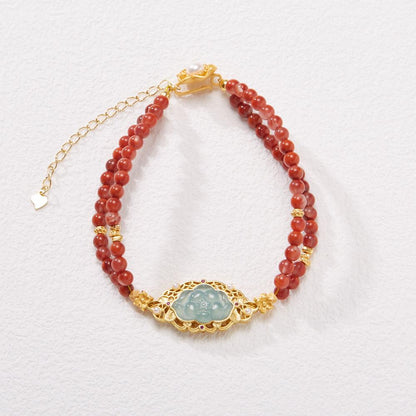 New Chinese Style Natural Sichuan Material 4MM Liangshan South Red Agate Bracelet for Women with Small Beads Cherry Persimmon Red South Red Agate Collection