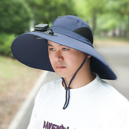 Summer Rechargeable Multi-Fan Hat Pastoral Outdoor Play Work Travel Sunshade Face Shield Wide Brim Sun Hat