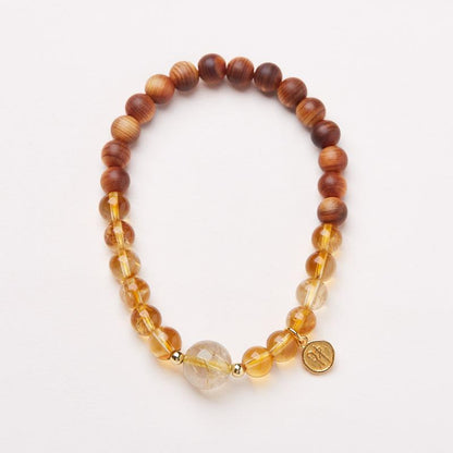 Natural 6MM Yellow Crystal Bracelet for Women Aged Cliff Cypress Money Abundance High-end Crystal Bracelet Best Friend Gift