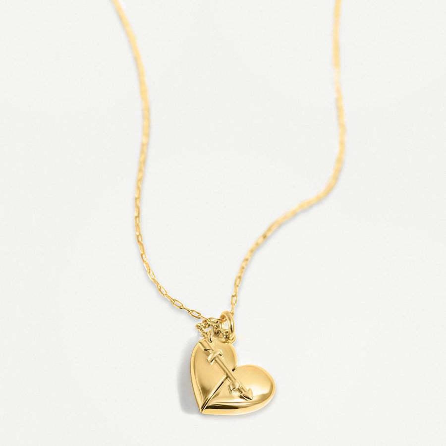 Valentine's Day Design Heart-shaped Pendant Necklace Commemorative Open and Close Heart Pendant Clavicle Chain Copper Plated with 18K Gold