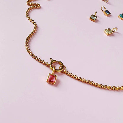 Titanium Steel 12 Birthstone Pendant DIY Accessories Necklace for Women Twelve Colorful Birthstone Cubic Zirconia Pendant