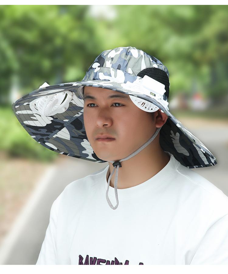 Summer Rechargeable Multi-Fan Hat Pastoral Outdoor Play Work Travel Sunshade Face Shield Wide Brim Sun Hat