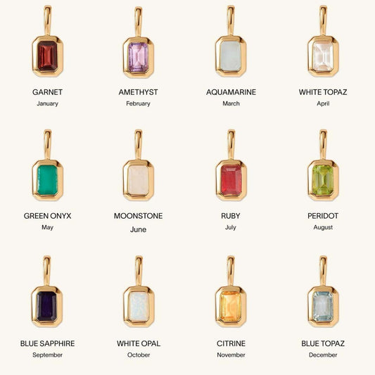 Titanium Steel Colorful 12 Birthstone Pendant DIY Accessories Necklace for Women Twelve Birthstone Cubic Colorful Zircon Pendant