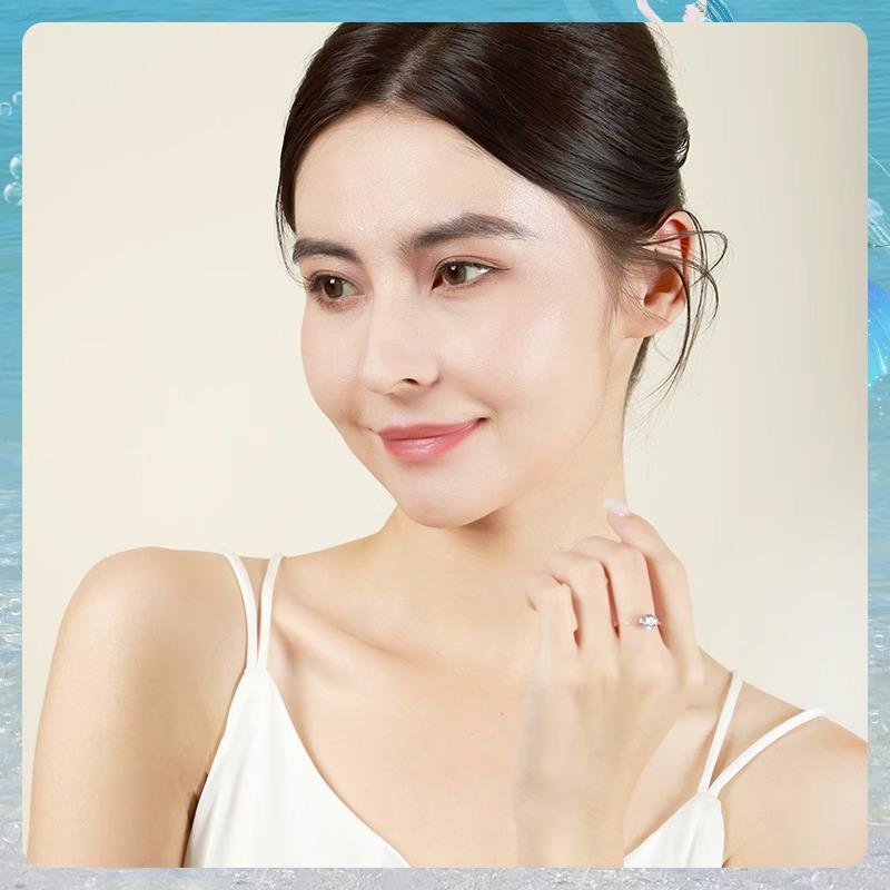 S925 Sterling Silver Moissanite Ring Design Sense Light Luxury Transparent Line Mermaid's Tears Ring Diamond Ring Women's Gift
