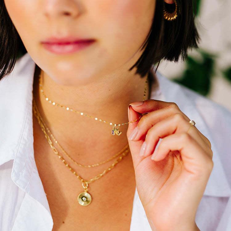 Stainless Steel 12 Birthstone Pendant DIY Accessories Necklace Twelve Birthstone Cubic Colorful Zircon Pendant Color Retention