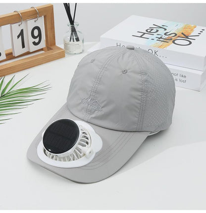 Summer Solar Charging Digital Display Fan Outdoor Quick-Dry Sunshade Sun Protection Wide Breathable Brim Hat Baseball Cap