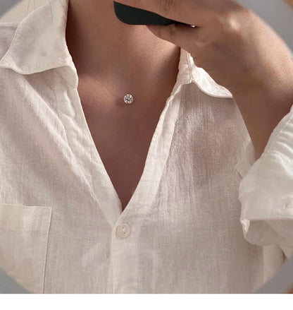 Mermaid Tears Necklace Ladies New Moissanite Invisible Fishing Line Minority All-Match Sterling Silver Clavicle Chain