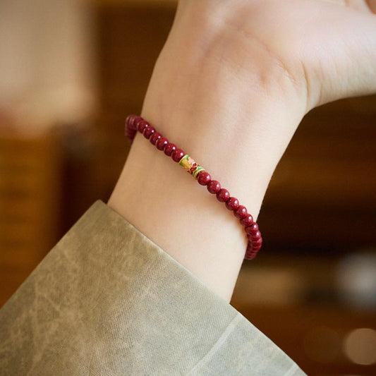 Xiangxi Natural Cinnabar Bracelet Good Luck Koi Purple Gold Sand Bracelet Zodiac Year Chen Sand Bracelet Gift