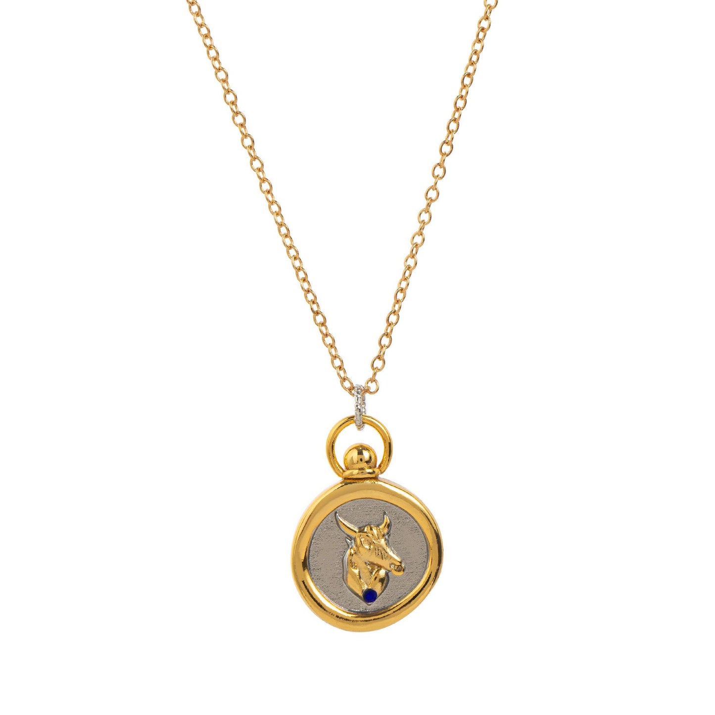 European and American 12 Zodiac Sign Stamp Color Retention Casting Plated 18K Gold Contrast Pendant Necklace for Women Twelve Zodiac Sign Necklace