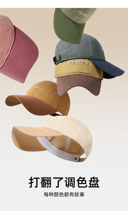 Spring Summer New Pure Cotton Baseball Cap Women Fashion Color-Block Soft Top Duckbill Cap Men Outdoor Casual Versatile Sun Hat