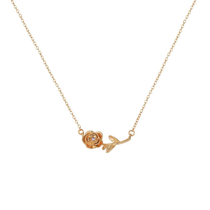 December Birthstone Pendant 3D Decorative Flower Pendant Necklace Gold-Plated Sweater Chain