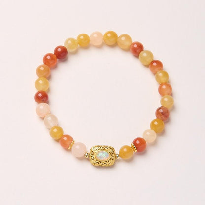 Natural 6MM Gold Silk Jade Bracelet for Women New Chinese Style Gourd Vintage High-end Jade Bracelet