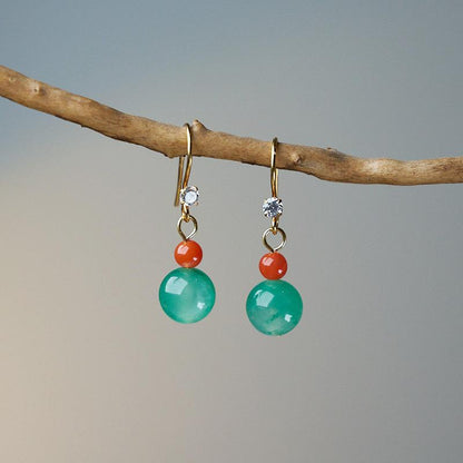Natural 8MM African Jade Bracelet Neon Jade Necklace Earrings Bracelet Festival Chinese Style Gift