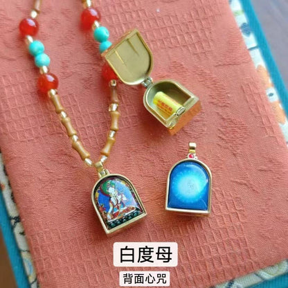 Tibetan Style Zakiram Zodiac Birth Buddha Necklace Thangka Gawu Box New Chinese Style Olive Core Bamboo Knot Pendant