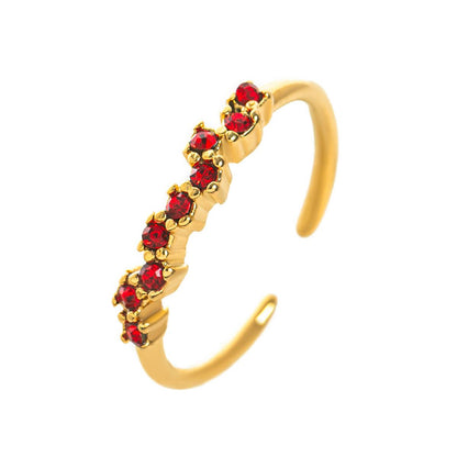 Titanium Steel European and American Style Colorful Zircon December Birthstone Ring Plain Band Ring December Birthstone Color Retention