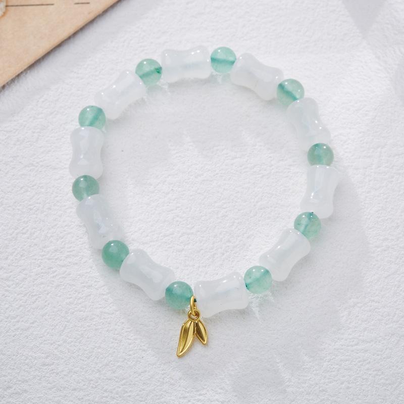 Natural Tianshan Green Bamboo Knot Bracelet Bamboo Knot Wealthy Endless Gold Silk Jade High-end Bracelet Gift for Best Friend
